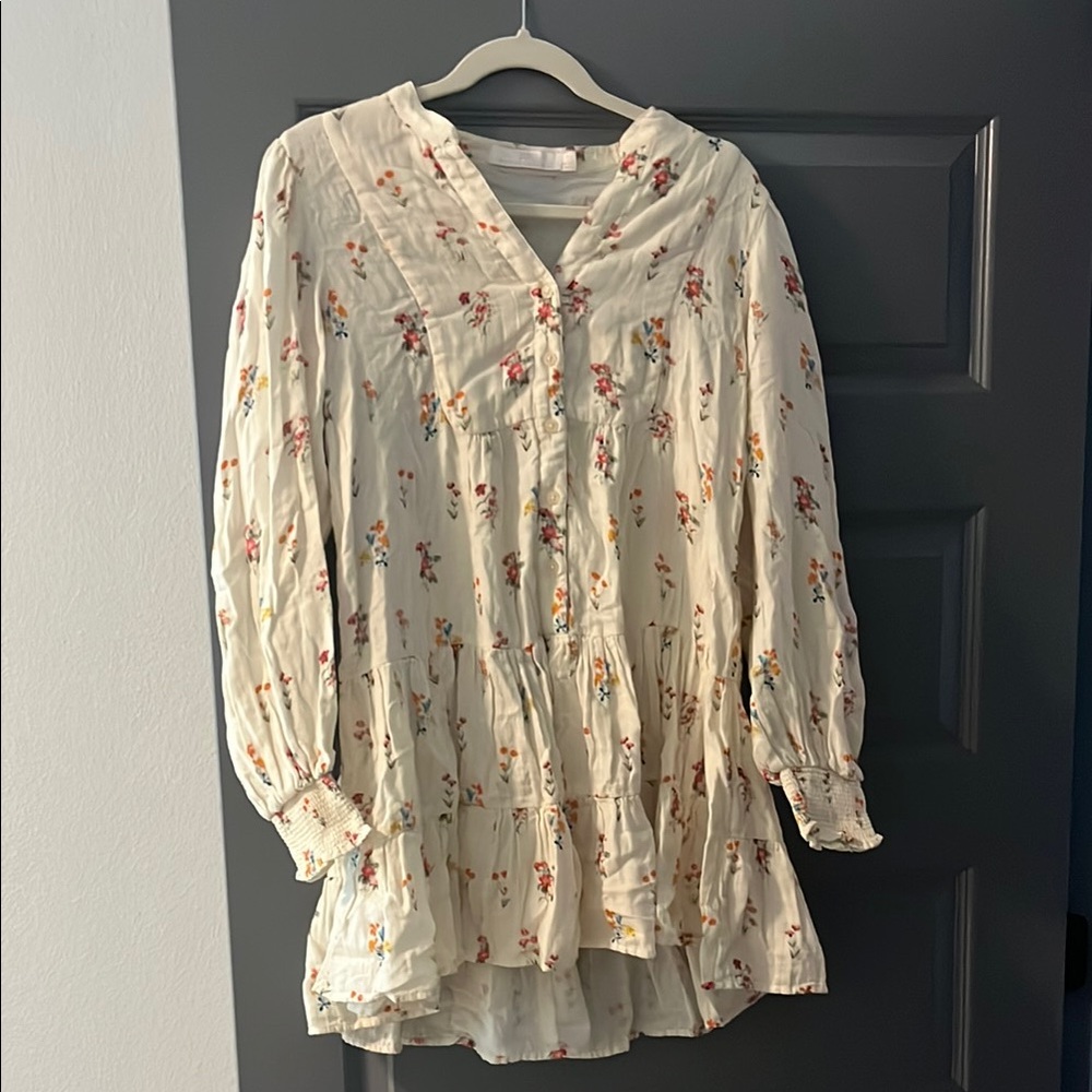 Floral Cream Tunic Blouse